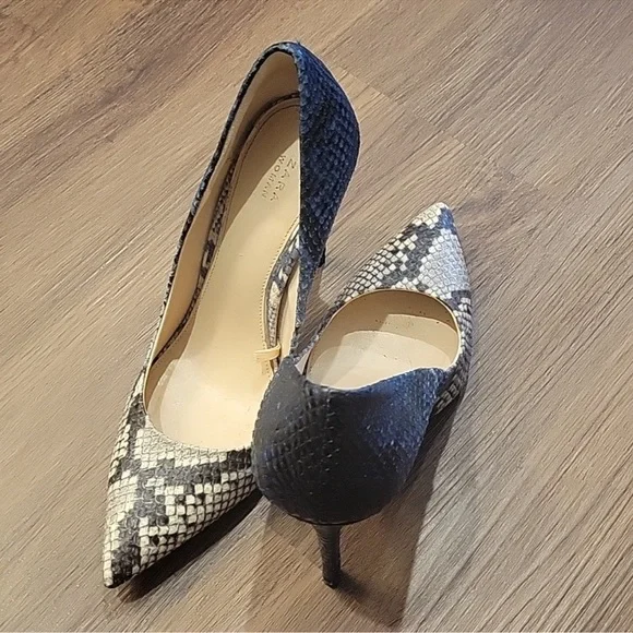 Zara Woman Animal Print Real Leather Blue Grey Pumps - Picture 5 of 7